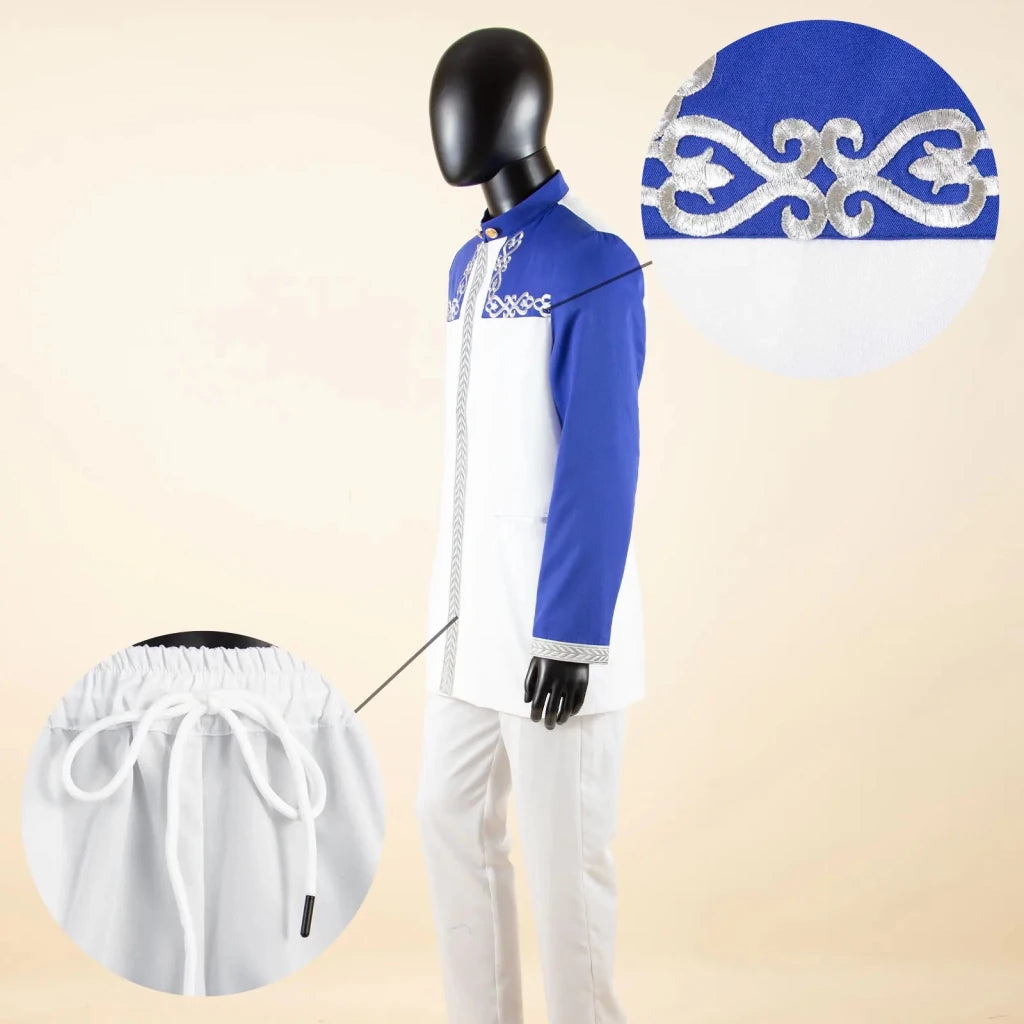 Men’s Slim-Fit African Wedding Suit – Embroidered Jacket, Pocket Square and Pants 2PC Set - Free Delivery Worldwide only at Flexi Africa