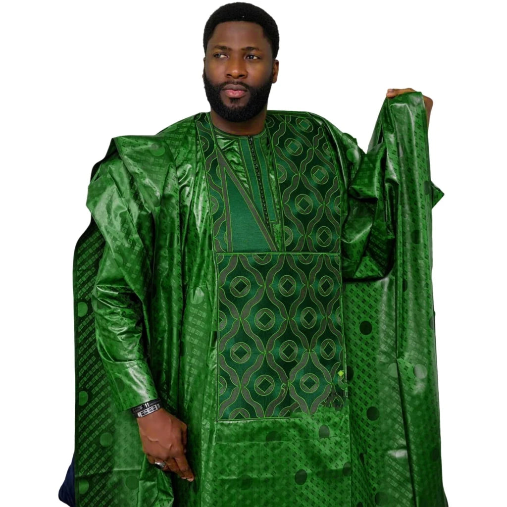 Men’s African Riche 3PC Outfit – Long Sleeve Top, Matching Pants & Cap Set - Free Delivery Worldwide only at Flexi Africa