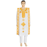 Men's White Embroidered Dashiki Top & Trouser Set - Free Delivery Worldwide only at Flexi Africa
