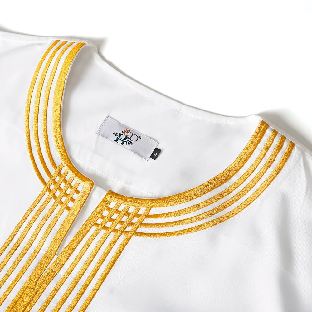 Men's White Embroidered Dashiki Top & Trouser Set - Free Delivery Worldwide only at Flexi Africa