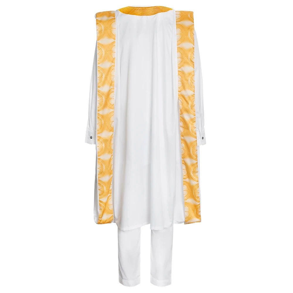 Men's White Embroidered Dashiki Top & Trouser Set - Free Delivery Worldwide only at Flexi Africa