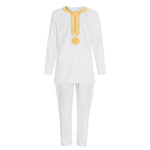 Men's White Embroidered Dashiki Top & Trouser Set - Free Delivery Worldwide only at Flexi Africa