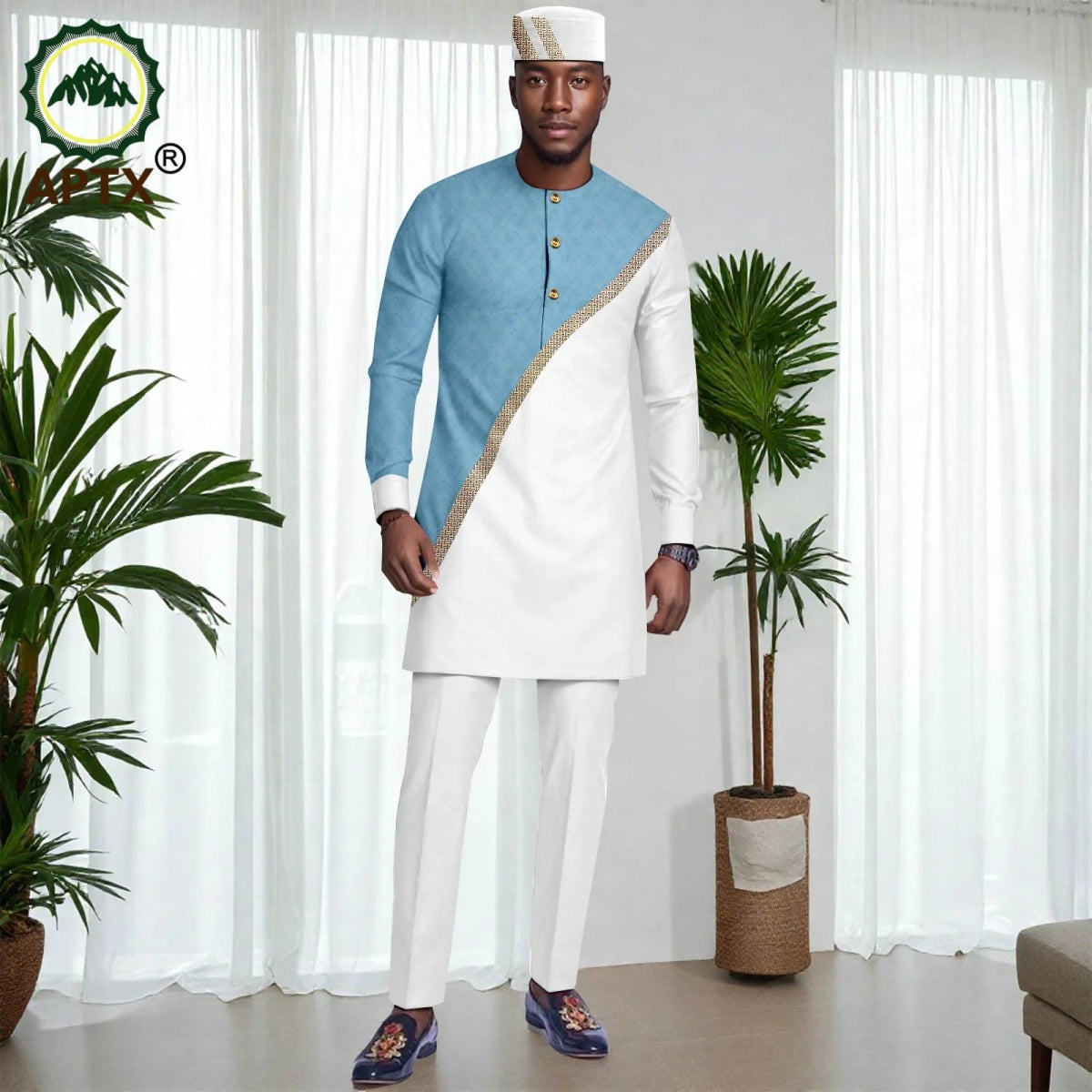 Muslim Mens Robe African Clothing For man 2 - piece Sets Suit jubba abaya Long Sleeve Coat and Pants Wedding Islamic Robes 2516039 - Free Delivery Worldwide only at Flexi Africa