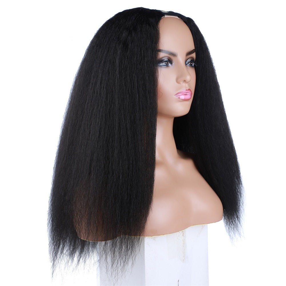 Natural Black U-Part Wig Heat Resistant Synthetic Hair 16-22" Length - Flexi Africa - Free Delivery Worldwide