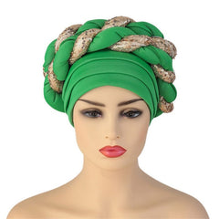 New Ready to Wear African Headtie Diamonds Glitter Women Turban Caps Bonnet Hats Female Autogeles - Flexi Africa - Shipping