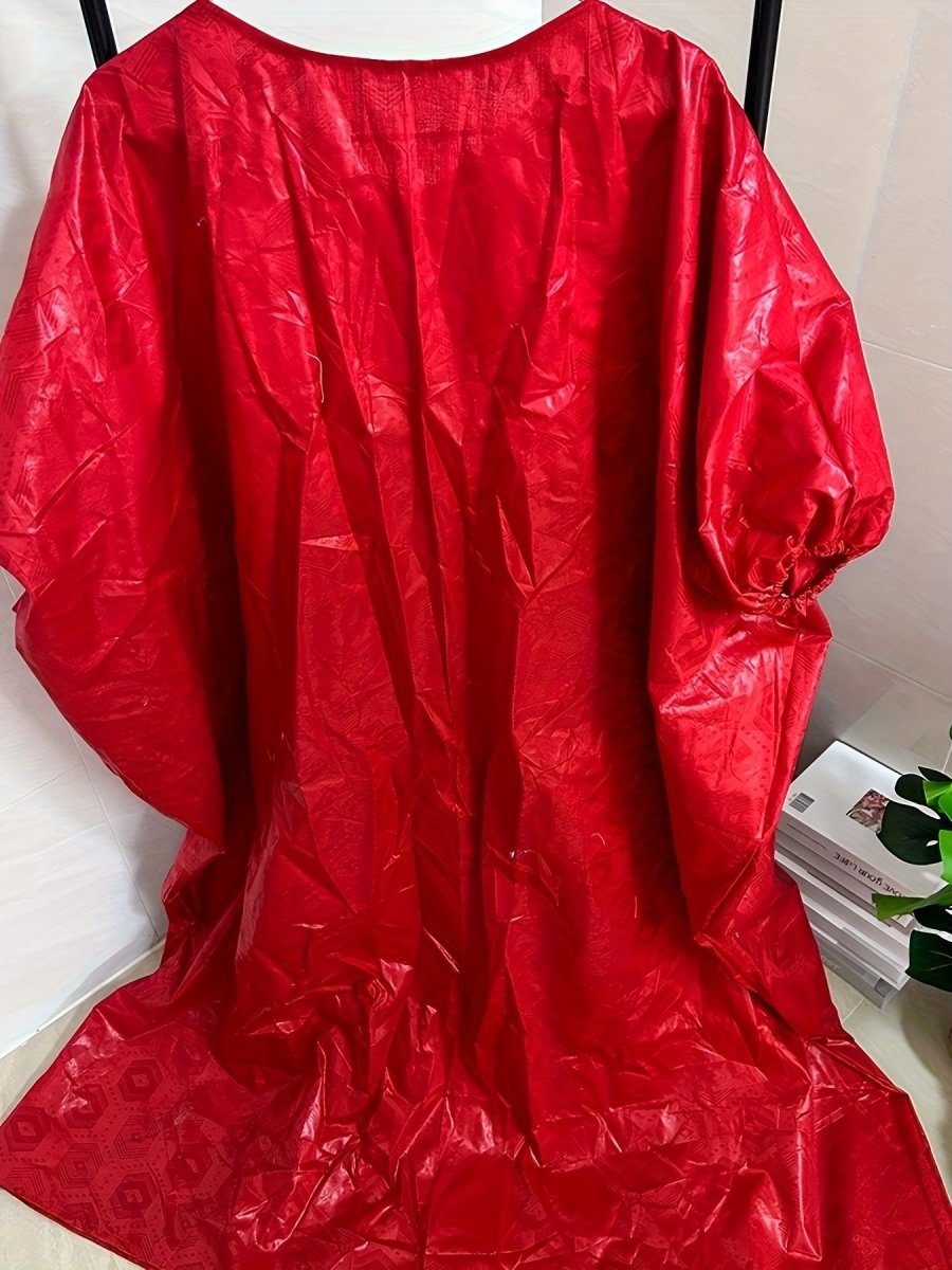 Nigerian Ankara Wedding Dress – Red Embroidery Bazin Riche Robe for African Women - Free Delivery Worldwide only at Flexi Africa