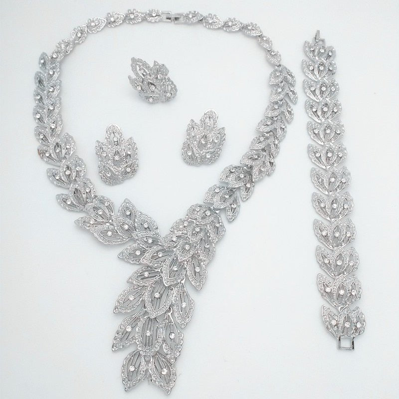 Nigerian Elegance: Silver Plated African Beads Jewelry Set for Women - Perfect for Weddings and Special Occasions