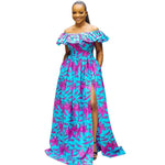 Off - Shoulder African Maxi Dress – Vintage Floral Dashiki Ankara Women’s Outfit - Free Delivery Worldwide only at Flexi Africa