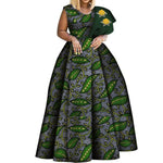 One - Shoulder African Print Dress for Women – Dashiki Bazin Style Party Gown - Free Delivery Worldwide only at Flexi Africa