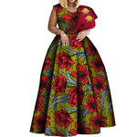 One - Shoulder African Print Dress for Women – Dashiki Bazin Style Party Gown - Free Delivery Worldwide only at Flexi Africa