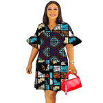 Pagoda Sleeve African Print Dress – Elegant Ankara Patchwork Trumpet Style - Free Delivery Worldwide only at Flexi Africa