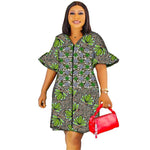 Pagoda Sleeve African Print Dress – Elegant Ankara Patchwork Trumpet Style - Free Delivery Worldwide only at Flexi Africa