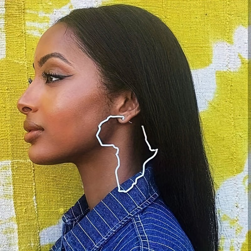 Pair of Fashionable and Exaggerated Hollow African Map Earrings - Free Delivery Worldwide only at Flexi Africa