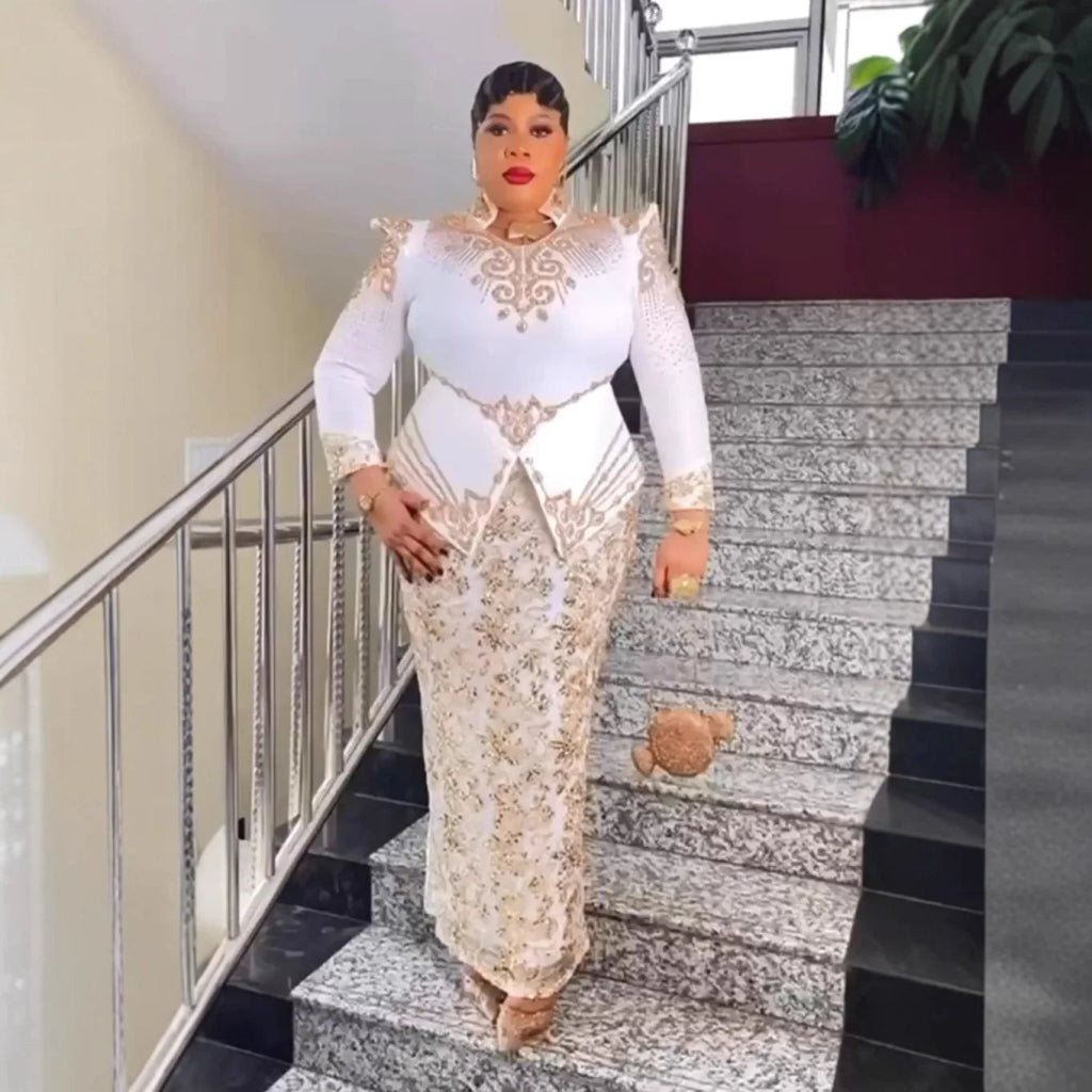 Elegant Plus Size African Ankara Long Dress