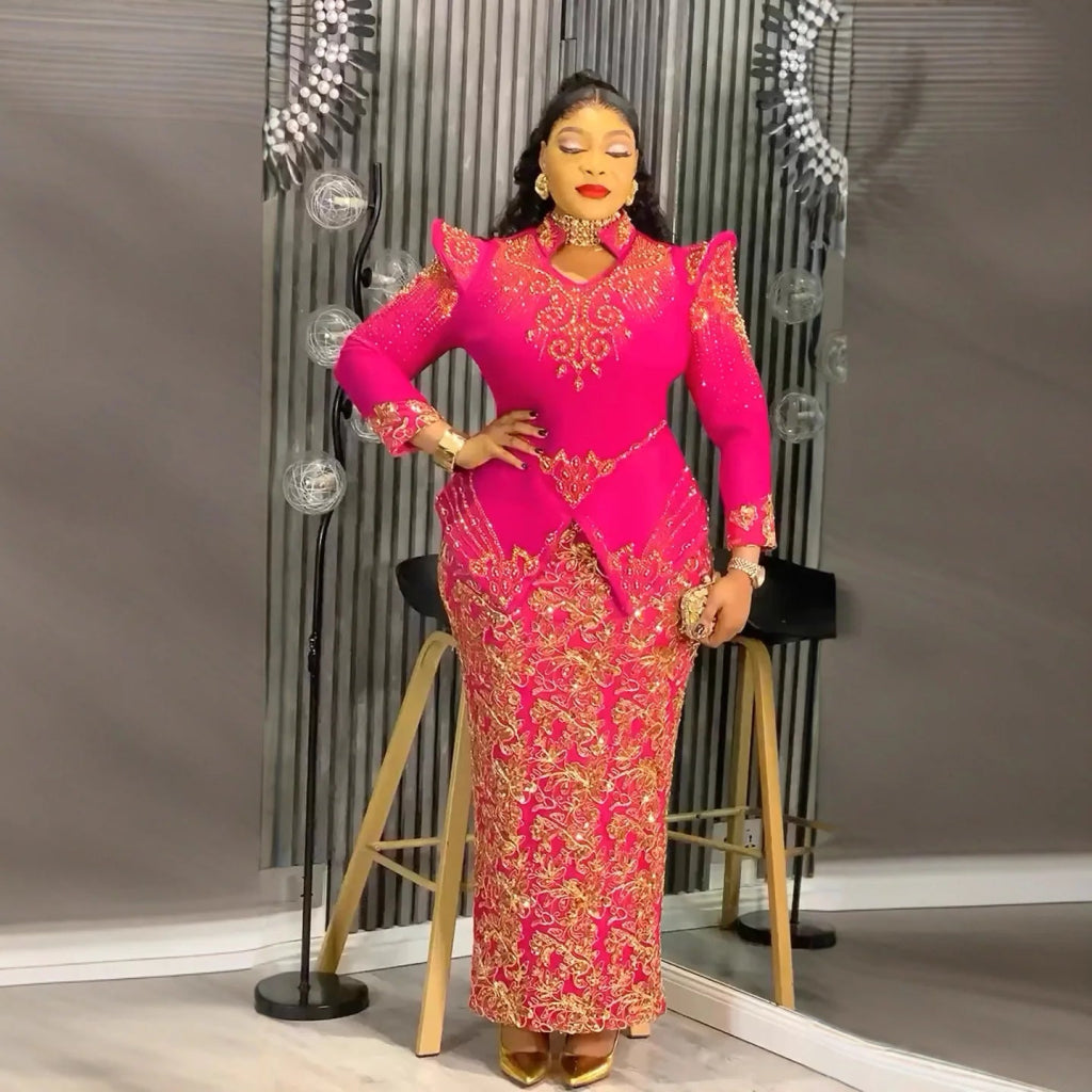 Elegant Plus Size African Ankara Long Dress