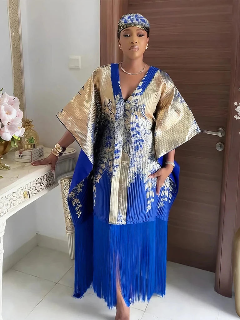 Plus Size African Buba Dress Set for Women – Loose Dolman Sleeve Dashiki Abaya Robe 2PC - Free Delivery Worldwide only at Flexi Africa