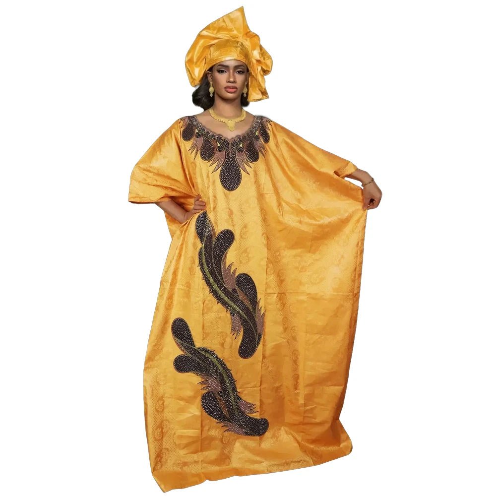 Plus Size African Clothes for Women 2024 New African Dashiki Ankara Embroidery Robe Bazin Design Wedding Party Dresses - Free Delivery Worldwide only at Flexi Africa