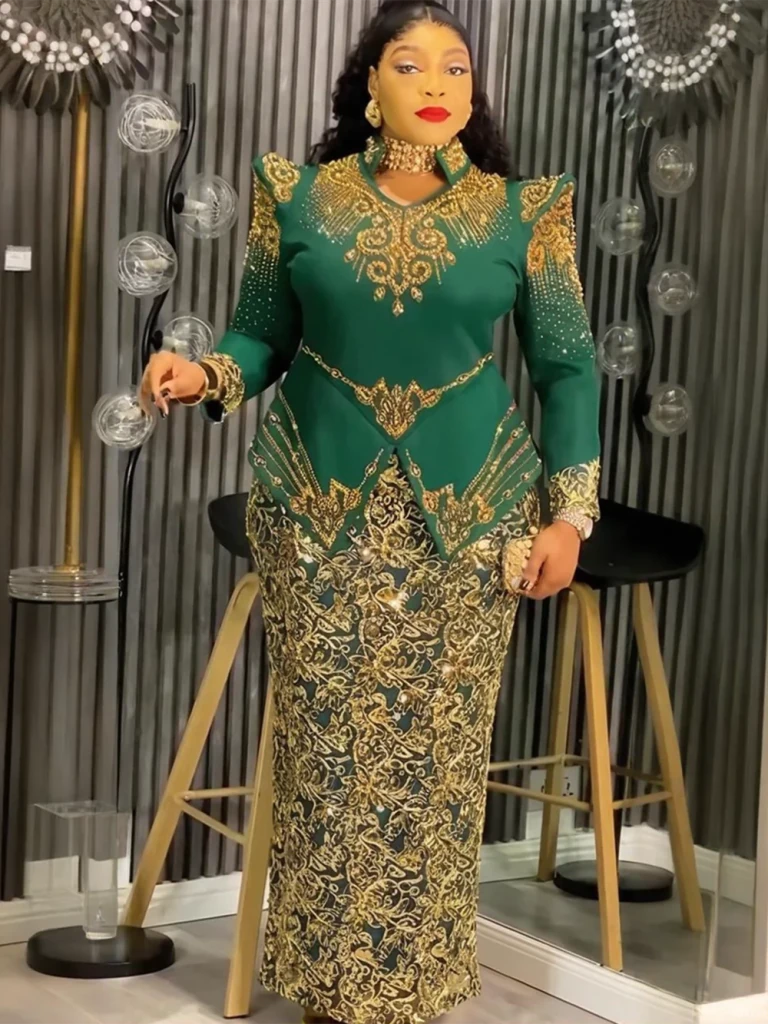 Plus Size African Ankara Long Dress for Women – Elegant Wedding Party Gown - Free Delivery Worldwide only at Flexi Africa