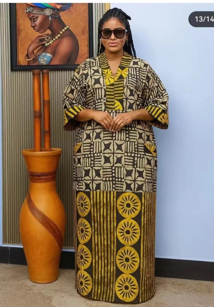 Plus Size African Dashiki Maxi Dress – Traditional Ankara Kaftan Robe & Elegant Long Gown - Free Delivery Worldwide only at Flexi Africa