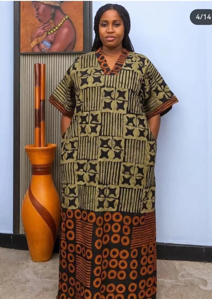 Plus Size African Dashiki Maxi Dress – Traditional Ankara Kaftan Robe & Elegant Long Gown - Free Delivery Worldwide only at Flexi Africa