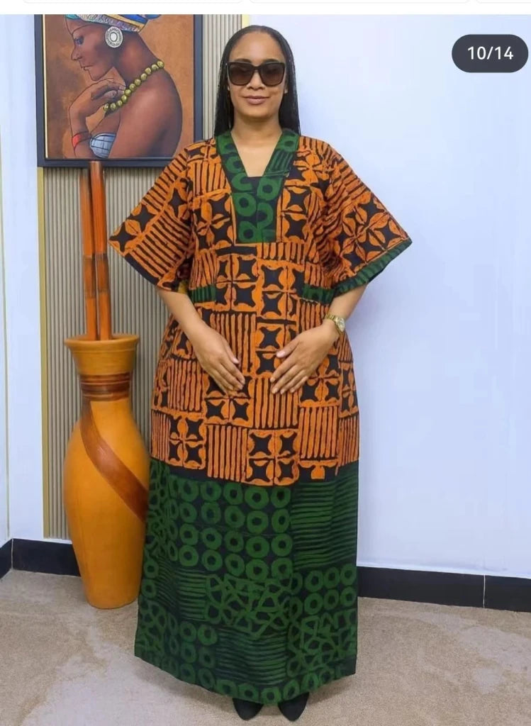 Plus Size African Dashiki Maxi Dress – Traditional Ankara Kaftan Robe & Elegant Long Gown - Free Delivery Worldwide only at Flexi Africa