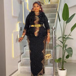 Plus Size African Diamond Pleated Dress for Women – Elegant Dashiki Gown - Free Delivery Worldwide only at Flexi Africa