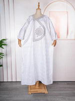 Plus Size African Kaftan Dress for Women – Elegant White Djellaba Boubou Gown - Free Delivery Worldwide only at Flexi Africa