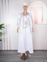 Plus Size African Kaftan Dress for Women – Elegant White Djellaba Boubou Gown - Free Delivery Worldwide only at Flexi Africa