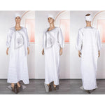 Plus Size African Kaftan Dress for Women – Elegant White Djellaba Boubou Gown - Free Delivery Worldwide only at Flexi Africa