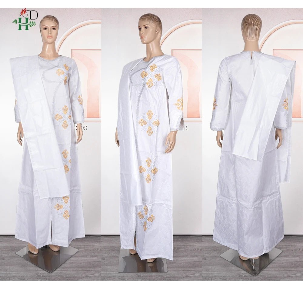 Plus Size African Kaftan Dress for Women – Embroidered Bazin Riche Wedding, Party & Church Gown - Free Delivery Worldwide only at Flexi Africa