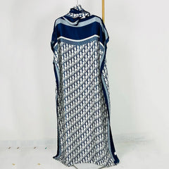 Plus Size African Kaftan Dress Set – 2PC Geometric Print Maxi with Headscarf - Free Delivery Worldwide only at Flexi Africa