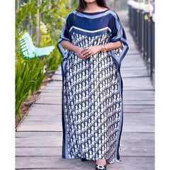 Plus Size African Kaftan Dress Set – 2PC Geometric Print Maxi with Headscarf - Free Delivery Worldwide only at Flexi Africa