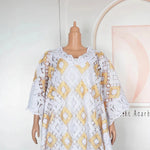 Plus Size African Lace Grand Boubou 2PC Dress for Women – Loose Dashiki Abaya Robe Outfit - Free Delivery Worldwide only at Flexi Africa