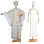 Plus Size African Lace Grand Boubou 2PC Dress for Women – Loose Dashiki Abaya Robe Outfit - Free Delivery Worldwide only at Flexi Africa