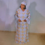 Plus Size African Lace Grand Boubou 2PC Dress for Women – Loose Dashiki Abaya Robe Outfit - Free Delivery Worldwide only at Flexi Africa