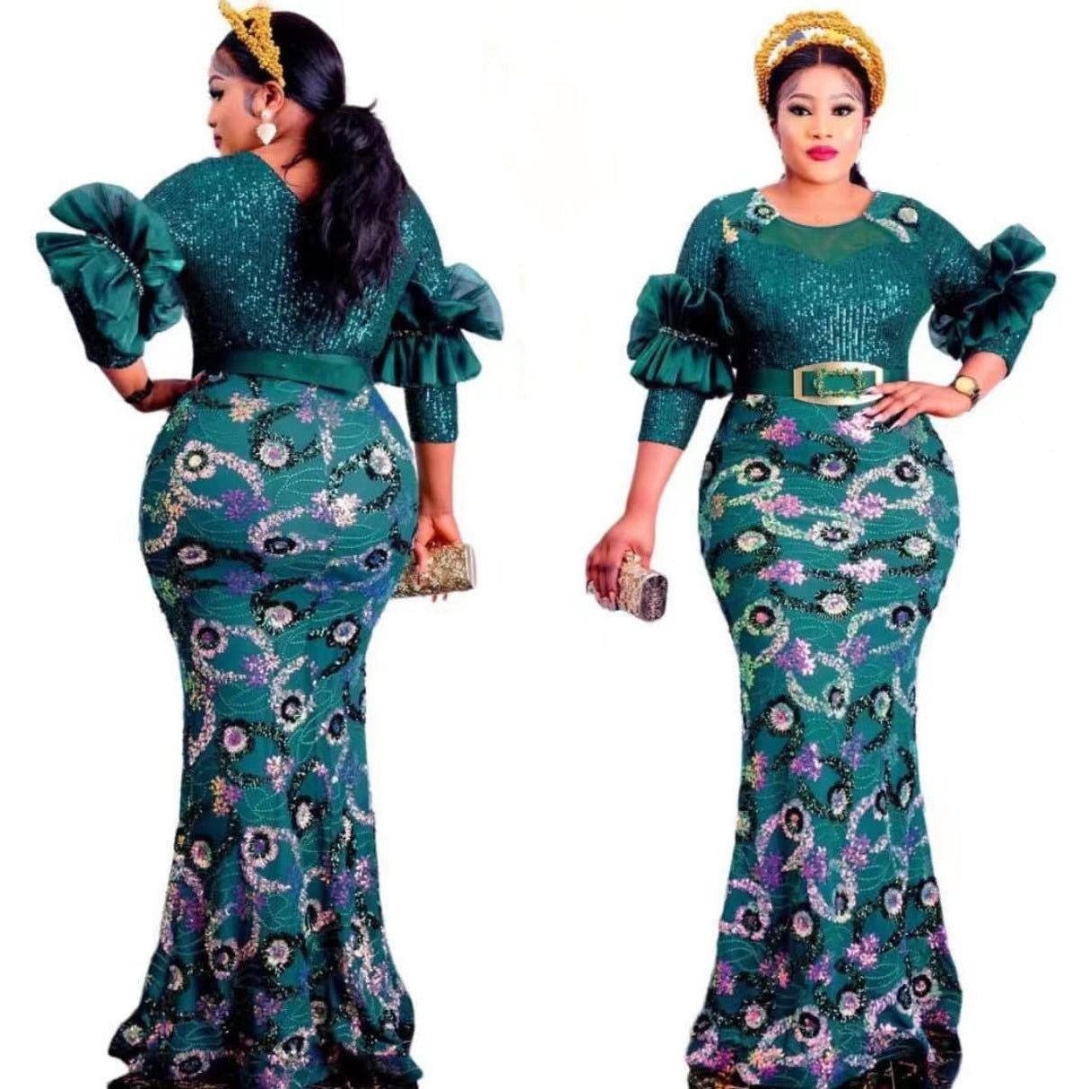 Plus Size African Party Long Dresses for Women New Dashiki Ankara Sequin Evening Gowns Outfits Robe Africa Clothing
