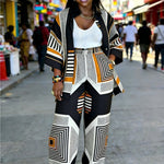 Plus Size Women’s Printed Suit Set (XL–8XL) – Casual Long Sleeve 2PC Outfit - Free Delivery Worldwide only at Flexi Africa