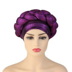 Polyester African Headtie Diamonds Glitter Women Turban Caps Muslim Hijab Bonnet Hats Female Autogeles - Free Delivery