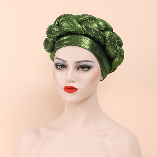 Polyester African Headtie Diamonds Glitter Women Turban Caps Muslim Hijab Bonnet Hats Female Autogeles - Flexi Africa - Flexi Africa offers Free Delivery Worldwide - Vibrant African traditional clothing showcasing bold prints and intricate designs