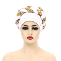 Polyester African Headtie Diamonds Glitter Women Turban Caps Muslim Hijab Bonnet Hats Female Autogeles - Free Delivery