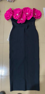 Red Off - Shoulder Floral Bandage Bodycon Dress for Women – Elegant Long Evening & Party Wear - Free Delivery Worldwide only at Flexi Africa