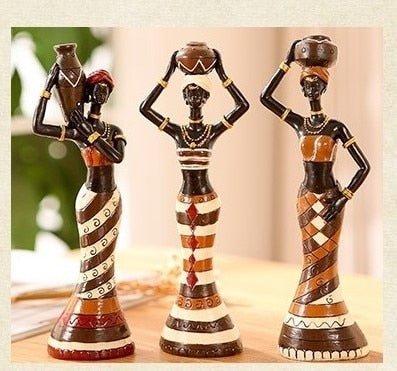 Resin Folk Art Love 3 African Girls Figurine - A Beautiful Home Decor Piece that Celebrates African Art and Unity - FREE POST