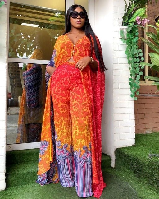 Revamp your style with the African Dashiki Chiffon Polyester 2-Piece Set for Women in Africa - Flexi Africa - Free Delivery