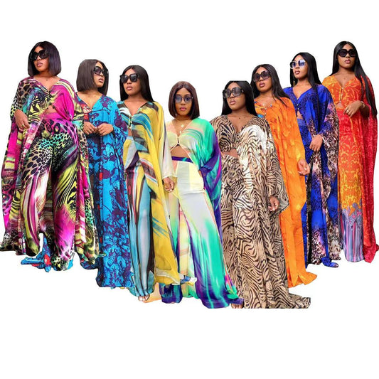 Revamp your style with the African Dashiki Chiffon Polyester 2-Piece Set for Women in Africa - Flexi Africa - Free Delivery