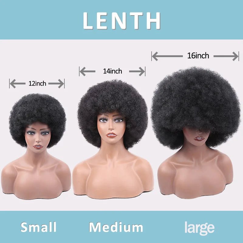 Short Afro Wigs Black Hair Wigs for Women Short Kinky Curly Wigs With Bangs Synthetic Bob Wigs for Party Dance Cosplay Female - Flexi Africa - Free Delivery Worldwide only at www.flexiafrica.com