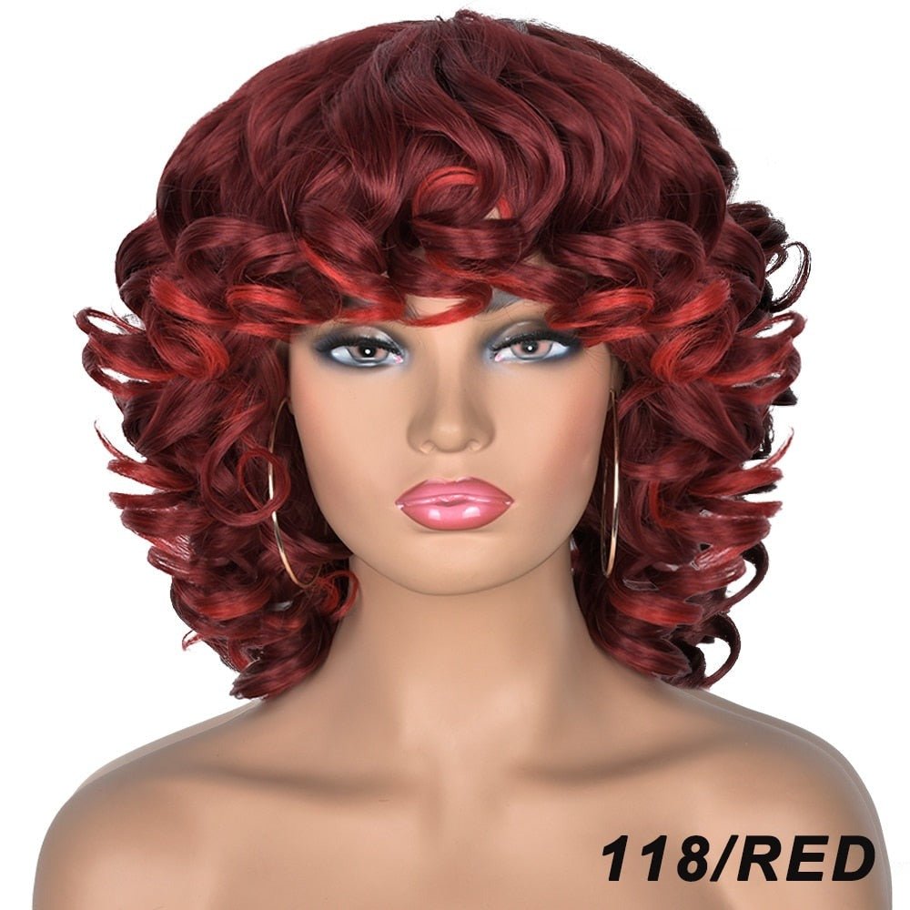 Short and Sassy: 14" Afro Curly Wig Bangs for Black Women - Heat Resistant and Glueless - Flexi Africa - www.flexiafrica.com