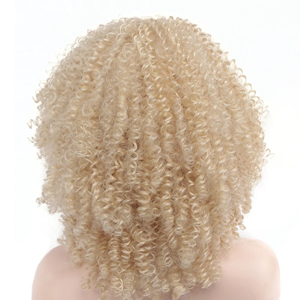 Short Hair Afro Kinky Curly Wigs Soft Curls Hair with Bangs Natural Heat Resistant Synthetic Cosplay Wigs - Flexi Africa - Free Delivery Worldwide only at www.flexiafrica.com