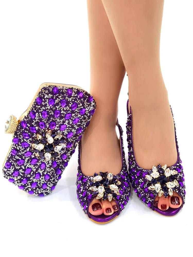 Silver Nigerian Women’s Shoes and Bag Set – Elegant African Fashion Wedding & Party Matching Set - Free Delivery Worldwide only at Flexi Africa