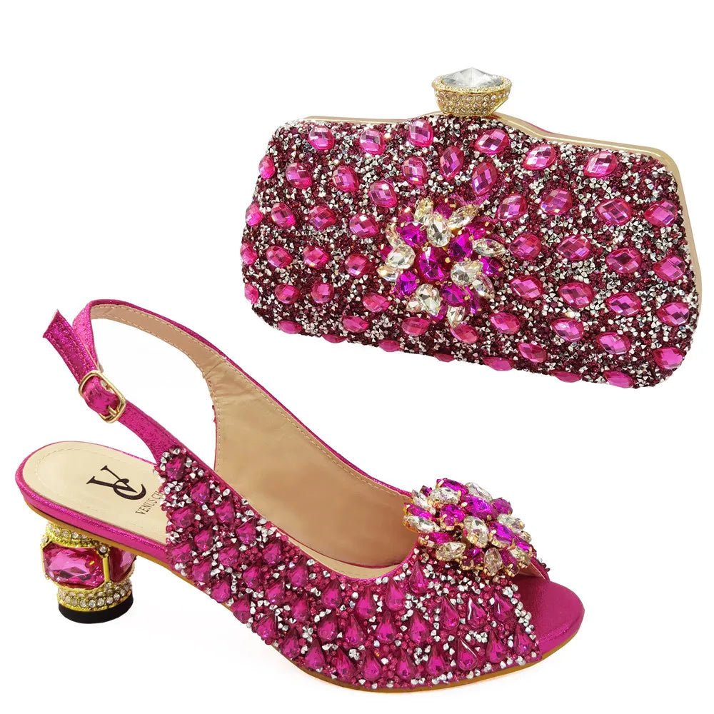 Silver Nigerian Women’s Shoes and Bag Set – Elegant African Fashion Wedding & Party Matching Set - Free Delivery Worldwide only at Flexi Africa