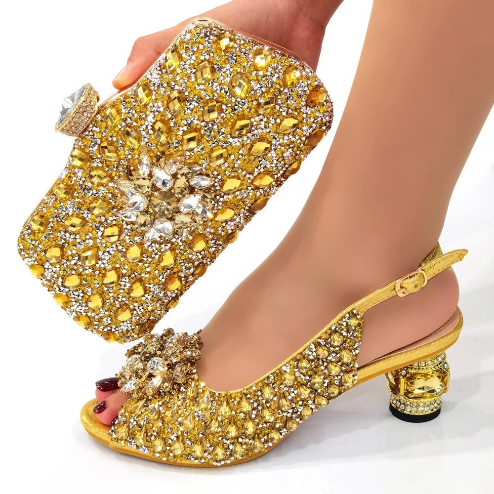 Silver Nigerian Women’s Shoes and Bag Set – Elegant African Fashion Wedding & Party Matching Set - Free Delivery Worldwide only at Flexi Africa